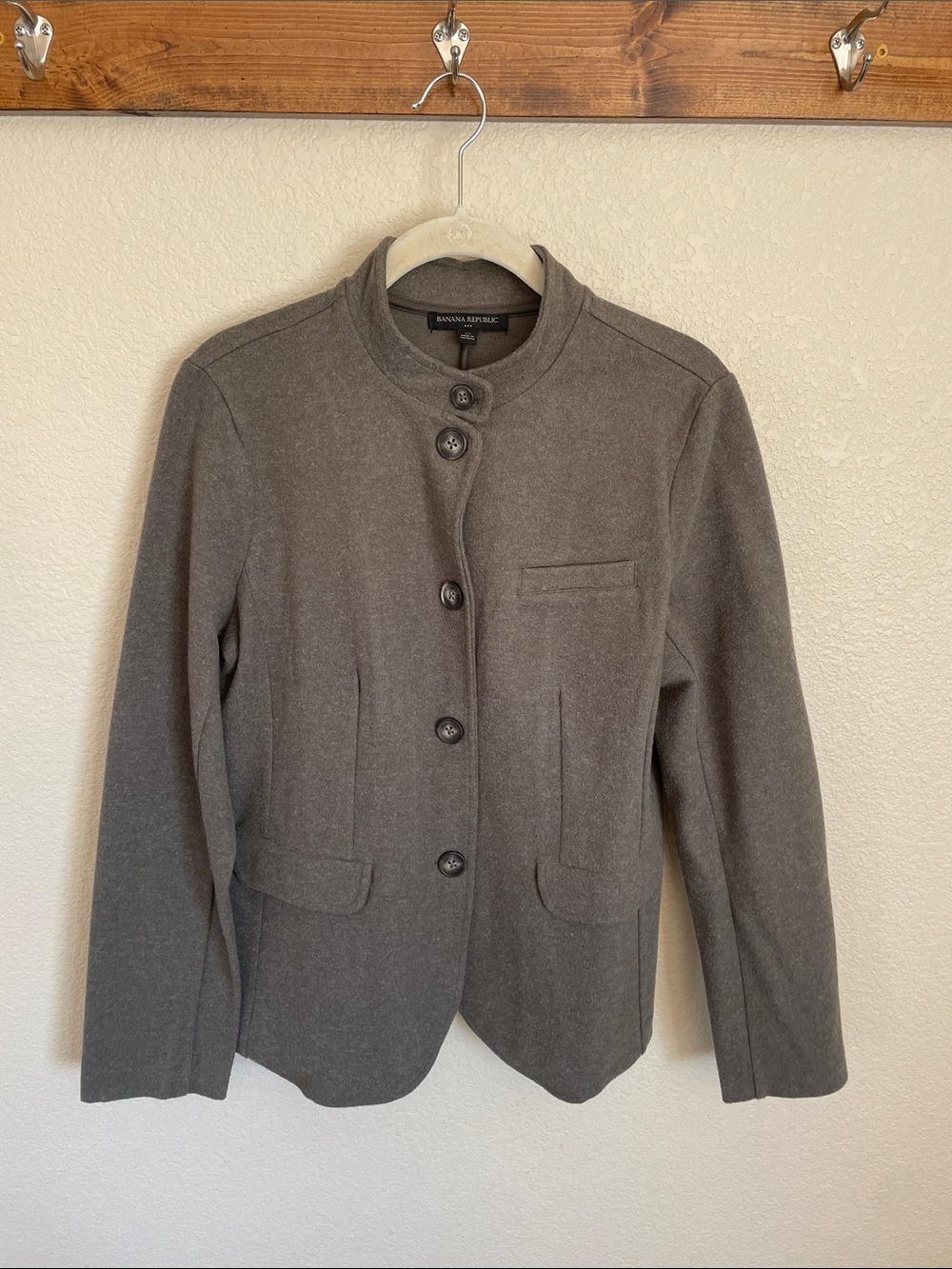 Banana Republic Women's Army Green Stand-Collar Blazer Jacket M Career Preppy